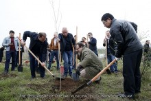 Yerevan Mayor Taron Margaryan together with the representatives of the diplomatic missions accredited in Armenia planted trees in the forest zone adjacent to the memorial complex “Tsit