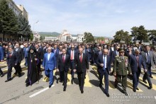 Hovik Abrahamyan Attends Triple Holiday Festivities in Stepanakert