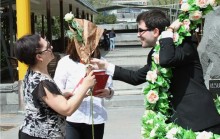 Greeting cards and roses on behalf of Mayor Taron Margaryan