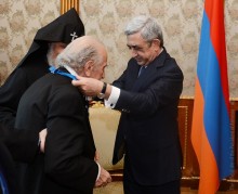 PRESIDENT AWARDED THE NATIONAL AND PUBLIC FIGURE, BENEFACTOR HOVHANNES CHILINKIRIAN WITH THE ORDER OF HONOR