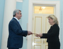 THE NEWLY APPOINTED AMBASSADOR OF LATVIA TO ARMENIA PRESENTED HER CREDENTIALS TO THE PRESIDENT