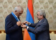 President Serzh Sargsyan awards Order of Honor to benefactor Gagik Adibekyan