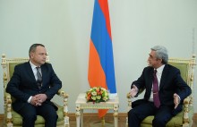 NEWLY-APPOINTED FRENCH AMBASSADOR TO ARMENIA JEAN-FRANCOIS CHARPENTIER PRESENTS HIS CREDENTIALS TO PRESIDENT